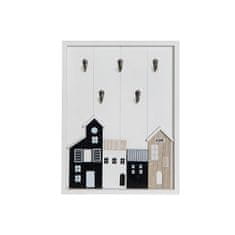 DKD Home Decor Stojalo za ključe DKD Home Decor Črni les MDF Bela (30 x 4 x 40 cm)