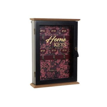 DKD Home Decor Omarica za ključe DKD Home Decor Crystal Black Pink MDF (22 x 6 x 30 cm)