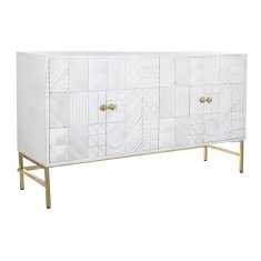DKD Home Decor Bivak DKD Home Decor Rhombus White Brass Mango les (157 x 43 x 84 cm)