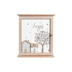 DKD Home Decor Omarica za ključe DKD Home Decor Natural White MDF Wood (22 x 7 x 25 cm)