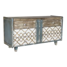 DKD Home Decor Bivak DKD Home Decor Modra bela temno rjava jelka MDF les 122 x 42 x 63 cm