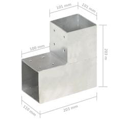 Vidaxl Spojniki za stebre 4 kosi L oblike pocinkana kovina 101x101 mm
