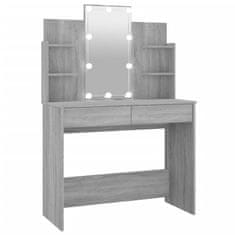 Vidaxl Toaletna mizica z LED lučkami siva sonoma 96x40x142 cm