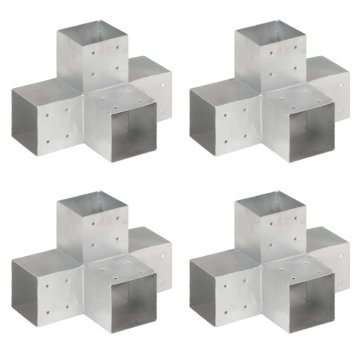 Vidaxl Spojniki za stebre 4 kosi X oblike pocinkana kovina 101x101 mm