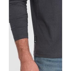 OMBRE Moška majica z dolgimi rokavi brez potiska v obliki vratu grafitna MDN125095 S