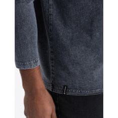 OMBRE Moška majica HENLEY z raglan rokavi temno modra MDN125088 S