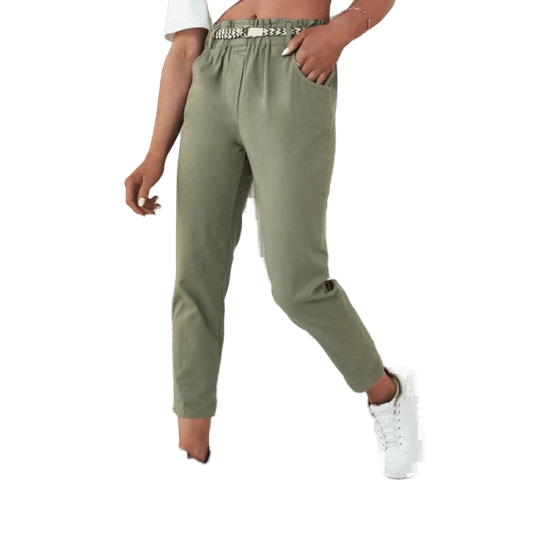 Dstreet Ženske hlače iz blaga ERLON zelene barve uy2100