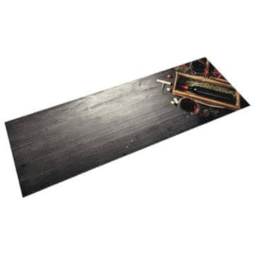 Vidaxl Kuhinjska preproga pralna steklenica vina 45x150 cm žamet