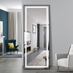 S6 Steklarstvo Šest LED ogledalo S622B, 65x170cm, s črnim okvirjem za hodnik, predsobo, garderobo, salon