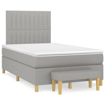 Vidaxl Box spring postelja z vzmetnico svetlo siva 120x190 cm blago