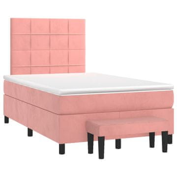Vidaxl Box spring postelja z vzmetnico roza 120x190 cm žamet