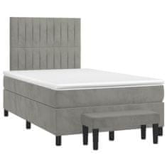 Vidaxl Box spring postelja z vzmetnico svetlo siva 120x190 cm žamet