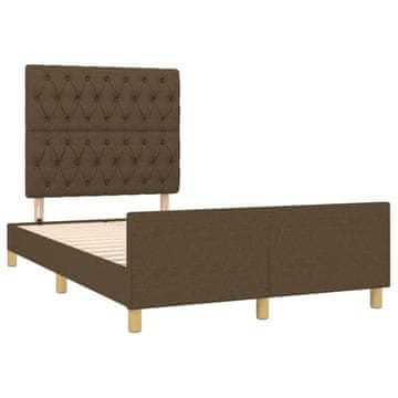 Vidaxl Posteljni okvir brez vzmetnice temno rjava 120x190 cm blago