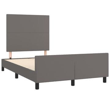 Vidaxl posteljni okvir brez vzmetnice siv 120x190 cn umetno usnje
