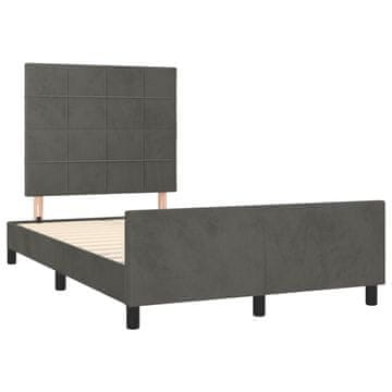 Vidaxl Posteljni okvir brez vzmetnico temno siva 120x190 cm žamet
