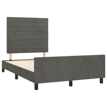 Vidaxl Posteljni okvir brez vzmetnico temno siva 120x190 cm žamet