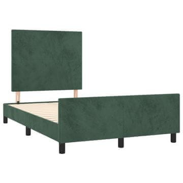 Vidaxl Posteljni okvir brez vzmetnico temno zelena 120x190 cm žamet