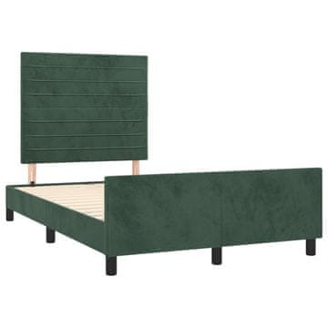 Vidaxl Posteljni okvir brez vzmetnico temno zelena 120x190 cm žamet