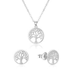 Beneto Srebrn komplet nakita drevo življenja AGSET214R (ogrlica, uhani)