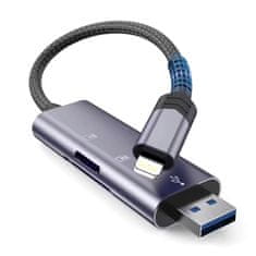 Tech-protect Ultraboost čitalec kartic USB / Lightning / SD / Micro SD, siva