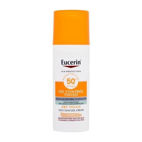 Eucerin Sun Oil Control Tinted Dry Touch Sun Gel-Cream SPF50+ obarvana gel krema za zaščito pred soncem za obraz 50 ml Odtenek light unisex