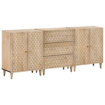 Vidaxl Stranske omarice 3 kosi 60x33x75 cm trden mangov les