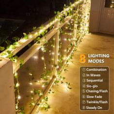 Netscroll Solarne svetilke v obliki vinske trte, 50 LED lučk, svetlobna veriga iz listov bršljana, girlanda za stensko dekoracijo, dekoracija porok, vrta, ograj, vodoodporne, solarno polnjenje, 5m, LeafLights