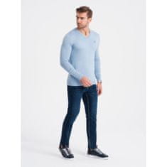 OMBRE Eleganten moški pulover z V-izrezom V10 OM-SWBS-0107 svetlo modra MDN124132 M