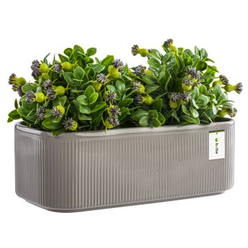 botle Keramični cvetlični lonec sivi 30 cm H10,5 cm sijajni sodobni elegantni