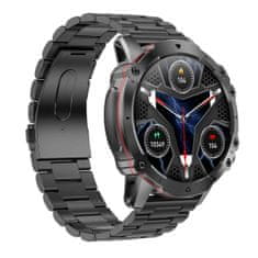 Smart Plus AK56 2023 Zunanji šport Smartwatch 1,43 okrogel zaslon 400mAh baterija zdravje srčni utrip BP spremljanje vodoodporna K52 pametna ura black Steel