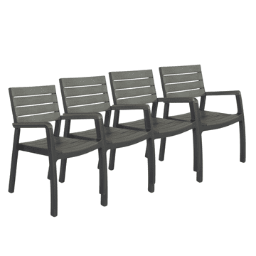 KETER Set 4 vrtnih stolov Harmony, grafit/ siv, ZADNJI KOSI