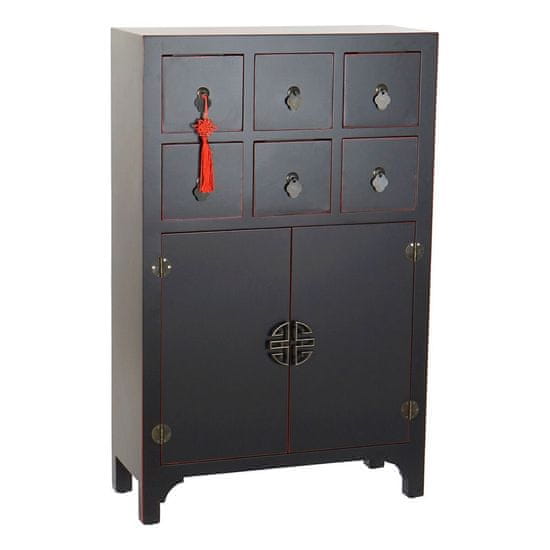 DKD Home Decor Komoda DKD Home Decor Črna rdeča Večbarvna jelka MDF Les Oriental 63 x 27 x 101 cm