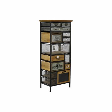 DKD Home Decor Komoda DKD Home Decor črna kovinska svetlo rjava kovinska jelka Vintage 52 x 34 x 127,5 cm