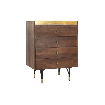 DKD Home Decor Komoda DKD Home Decor Črna zlata kovina Temno rjava Mango les Moderno (70 x 45 x 92 cm)