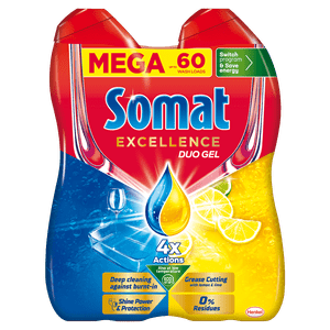  Somat Excellence Duo gel za pomivalni stroj, limona, 60 pranj