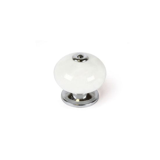 BigBuy Kljuka za vrata Rei e517 Kovinski porcelan okrogle oblike bela 4 enote (Ø 40 x 36 mm)