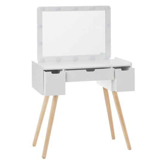 BigBuy Komoda 80 x 40 x 130 cm Zrcalo Naravni les Bela