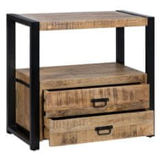 BigBuy Predsobna miza s predali MANGO 80 x 40 x 75 cm Naravni črni les Železo