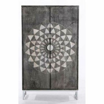 BigBuy Omara DKD Home Decor 8424001892006 90 x 38 x 151 cm Siva kovina Bela Mango les