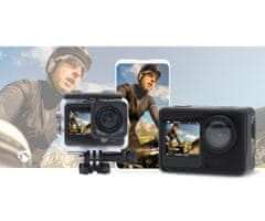 Trevi GO 2550 4K športna kamera, 3v1, 4K UHD, WiFi, 2 zaslona, baterija, priloženi dodatki, črna