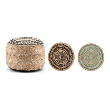 BigBuy Puf DKD Home Decor Juta (40 x 40 x 30 cm) (2 kosa)