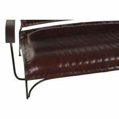 BigBuy Klop z naslonom DKD Home Decor Kovina Les Rjavo usnje (127 x 70 x 74 cm)