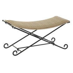 BigBuy Klop DKD Home Decor Črna kovina Svetlo rjava ratan (94 x 49 x 44 cm)