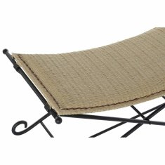 BigBuy Klop DKD Home Decor Črna kovina Svetlo rjava ratan (94 x 49 x 44 cm)