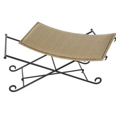 BigBuy Klop DKD Home Decor Črna kovina Svetlo rjava ratan (94 x 49 x 44 cm)