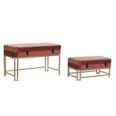BigBuy Sedežna klop DKD Home Decor Pink Golden Metal Velvet (80 x 40 x 47 cm)