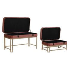 BigBuy Sedežna klop DKD Home Decor Pink Golden Metal Velvet (80 x 40 x 47 cm)
