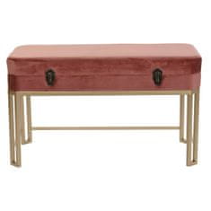 BigBuy Sedežna klop DKD Home Decor Pink Golden Metal Velvet (80 x 40 x 47 cm)