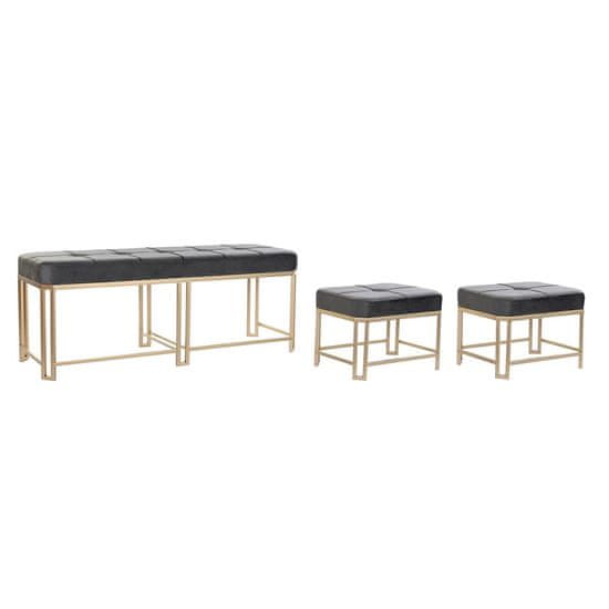 BigBuy Klop DKD Home Decor Grey Metal Velvet (120 x 40 x 47 cm)