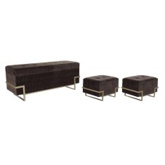 BigBuy Klop DKD Home Decor Golden Metal Brown Velvet (120 x 42 x 48 cm)